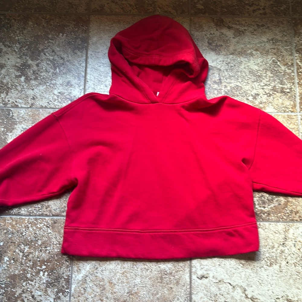 Bright red hoodie